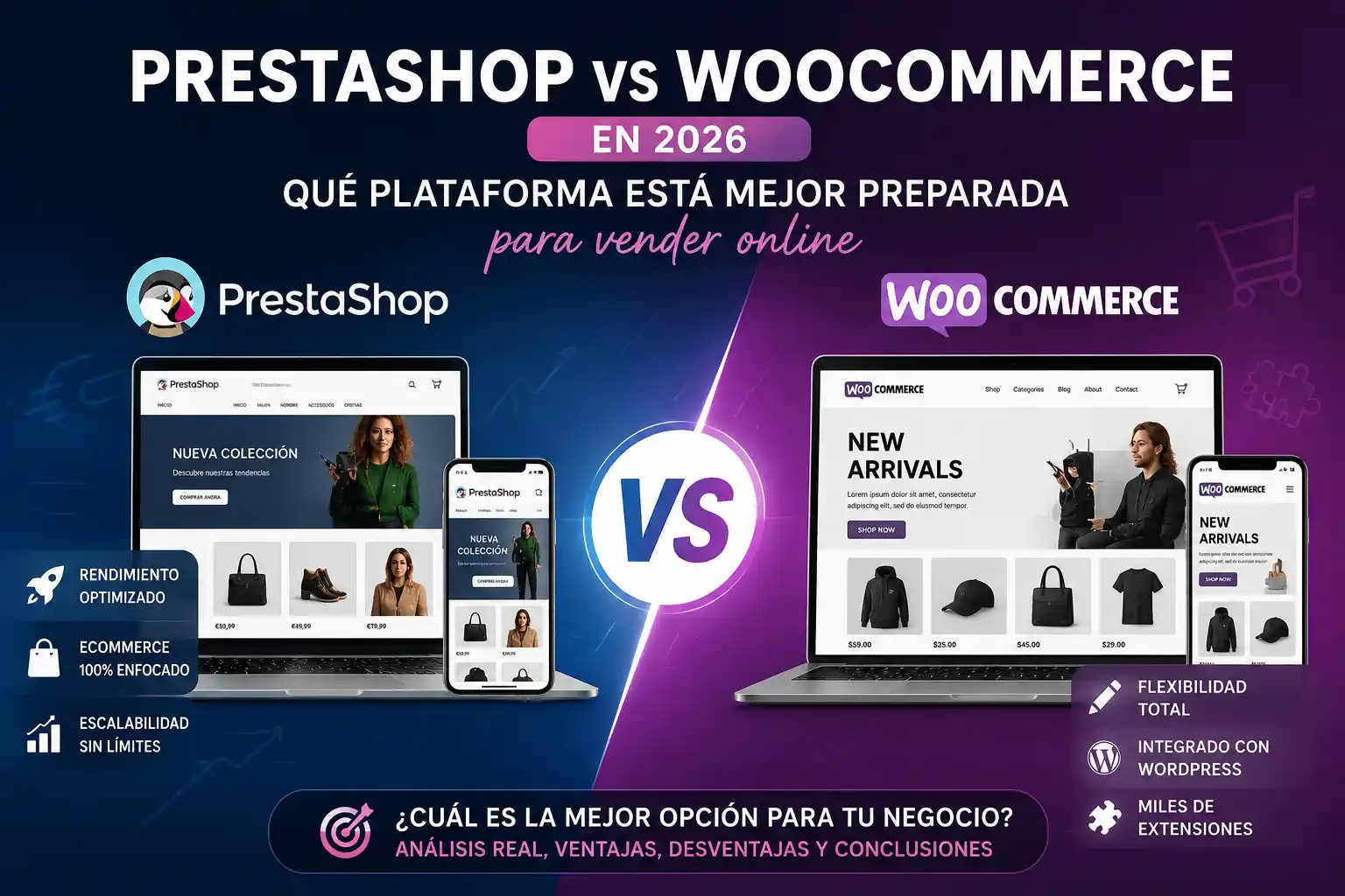 Comparativa PrestaShop vs WooCommerce en 2026