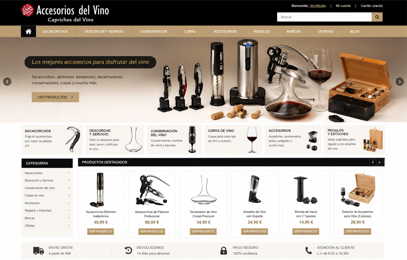 Tienda online de accesorios para vino