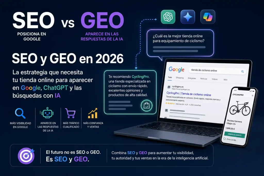 Infografía SEO vs GEO en 2026
