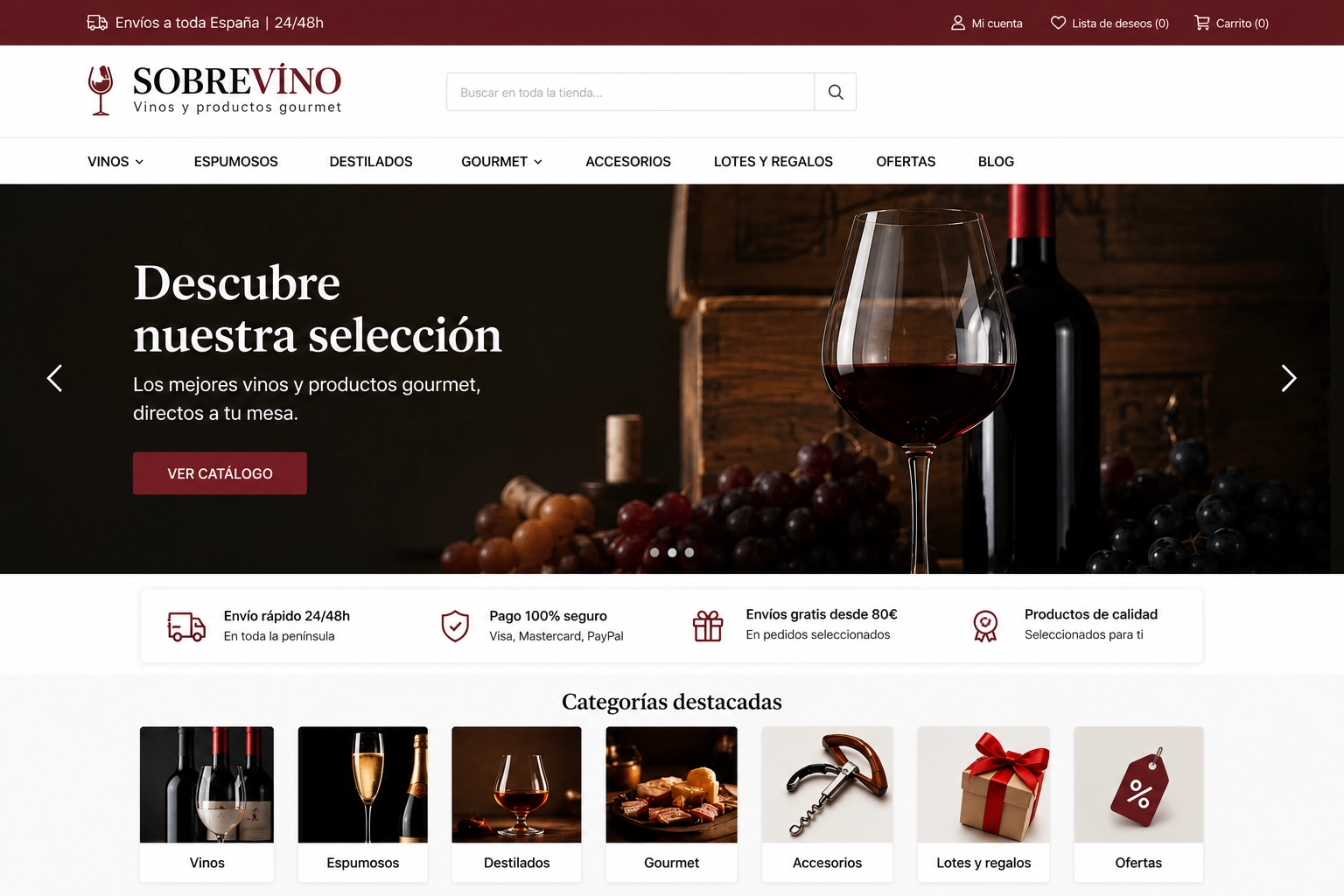 Tienda online de vinos y productos gourmet