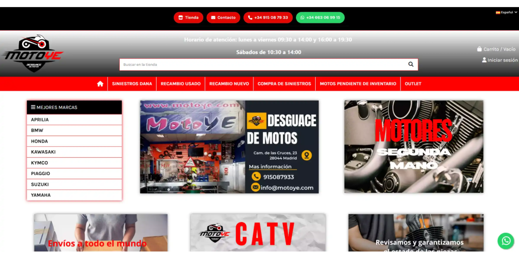 Página web de desguace y recambios de motos