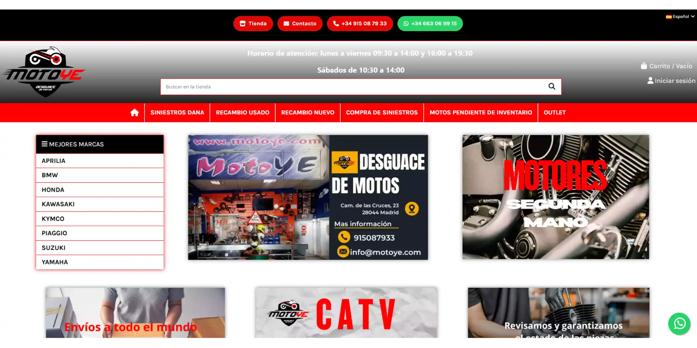 Página web de desguace y recambios de motos