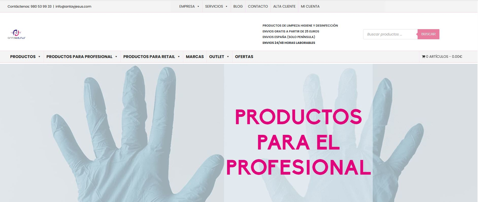 Guantes desechables y productos para profesionales
