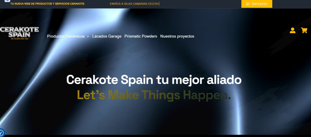 Cabecera web de Cerakote Spain con eslogan