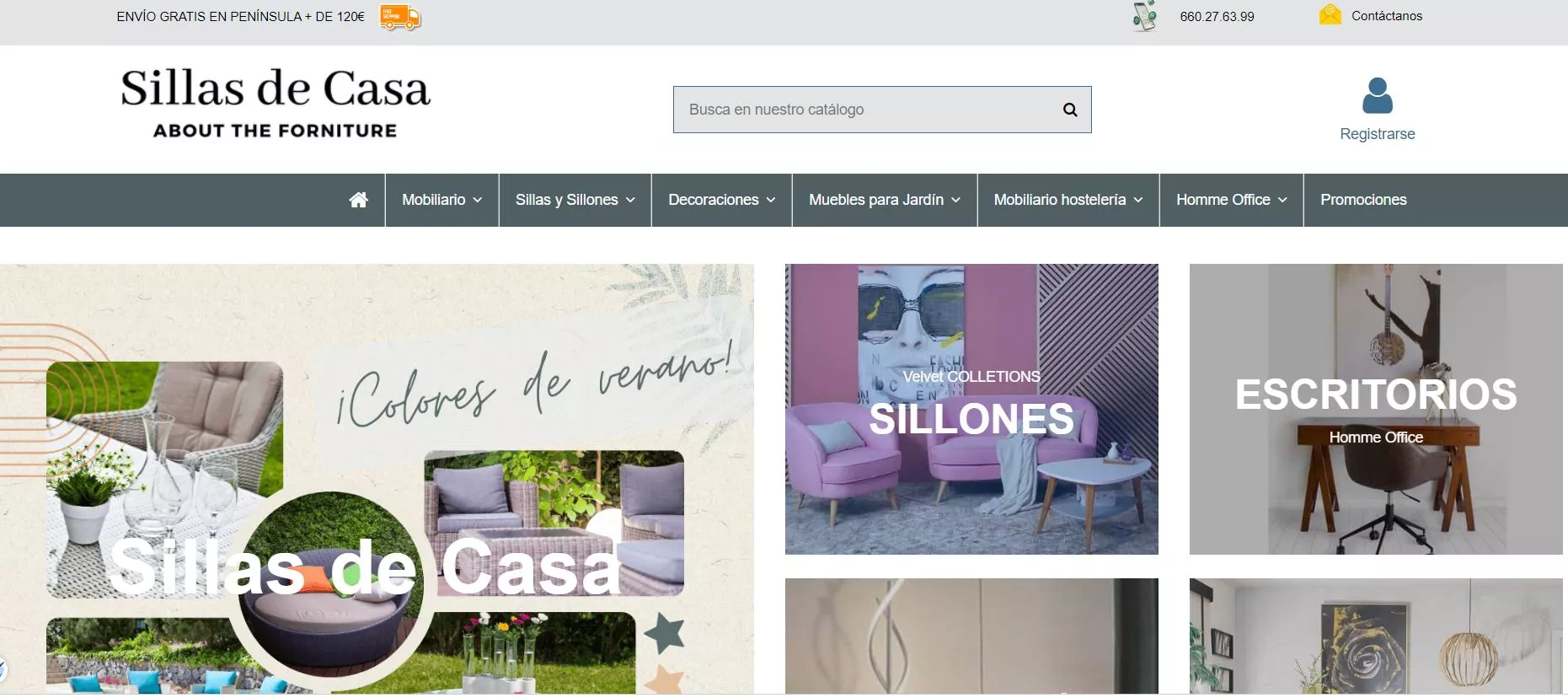 Página web de tienda online de muebles