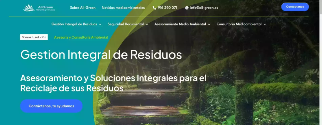 Página web de gestión integral de residuos AllGreen