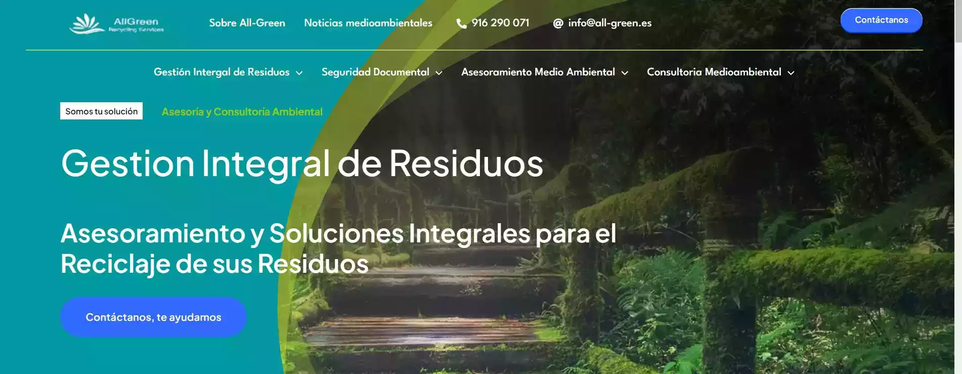 Página web de gestión integral de residuos AllGreen