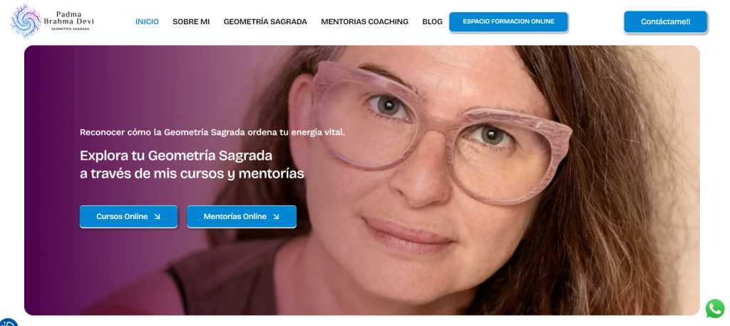 Retrato mujer con gafas web Geometría Sagrada