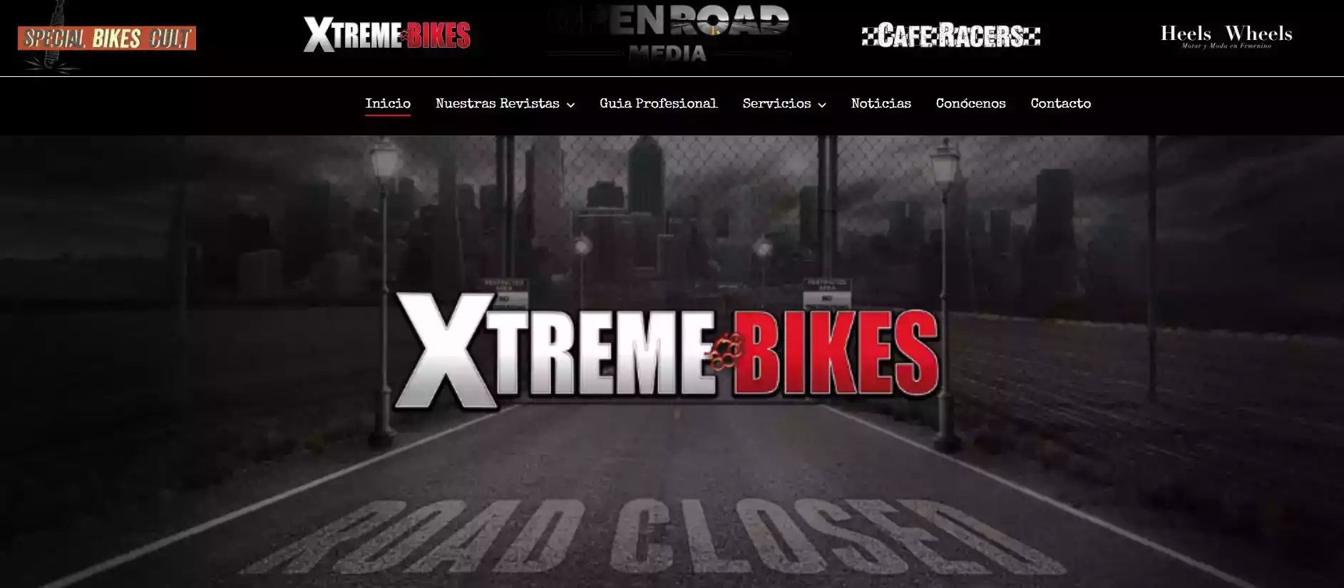 Cabecera web Xtreme Bikes con carretera cerrada