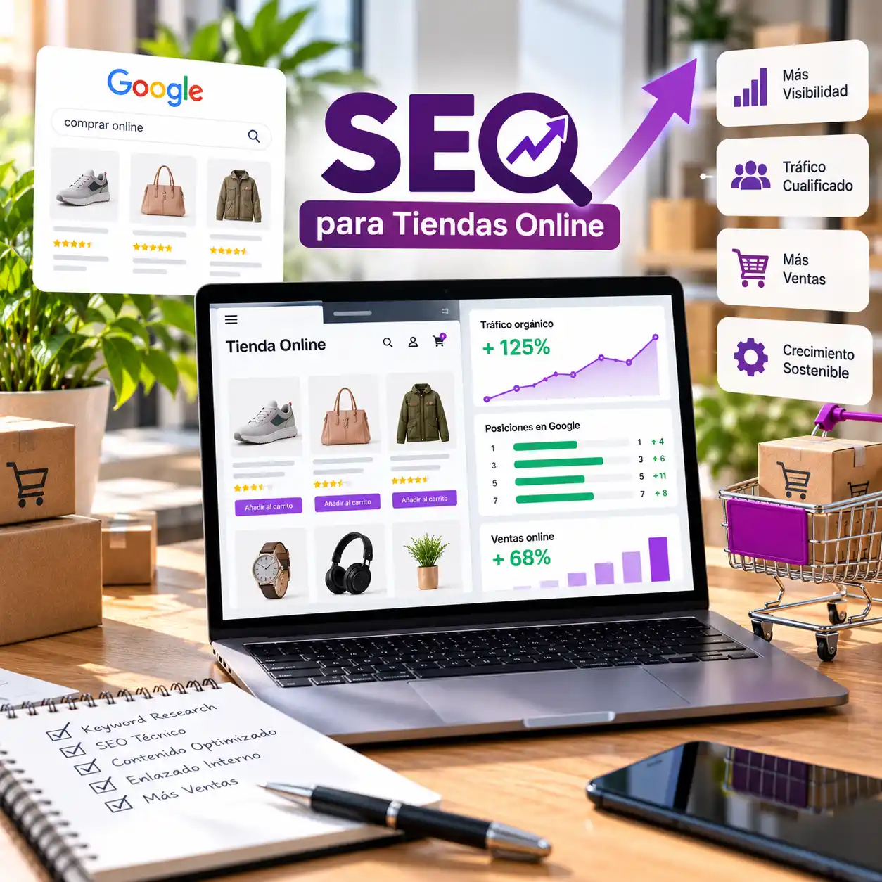 seo para tiendas online SEO para tienda online con gráficos de crecimiento